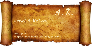 Arnold Kolos névjegykártya